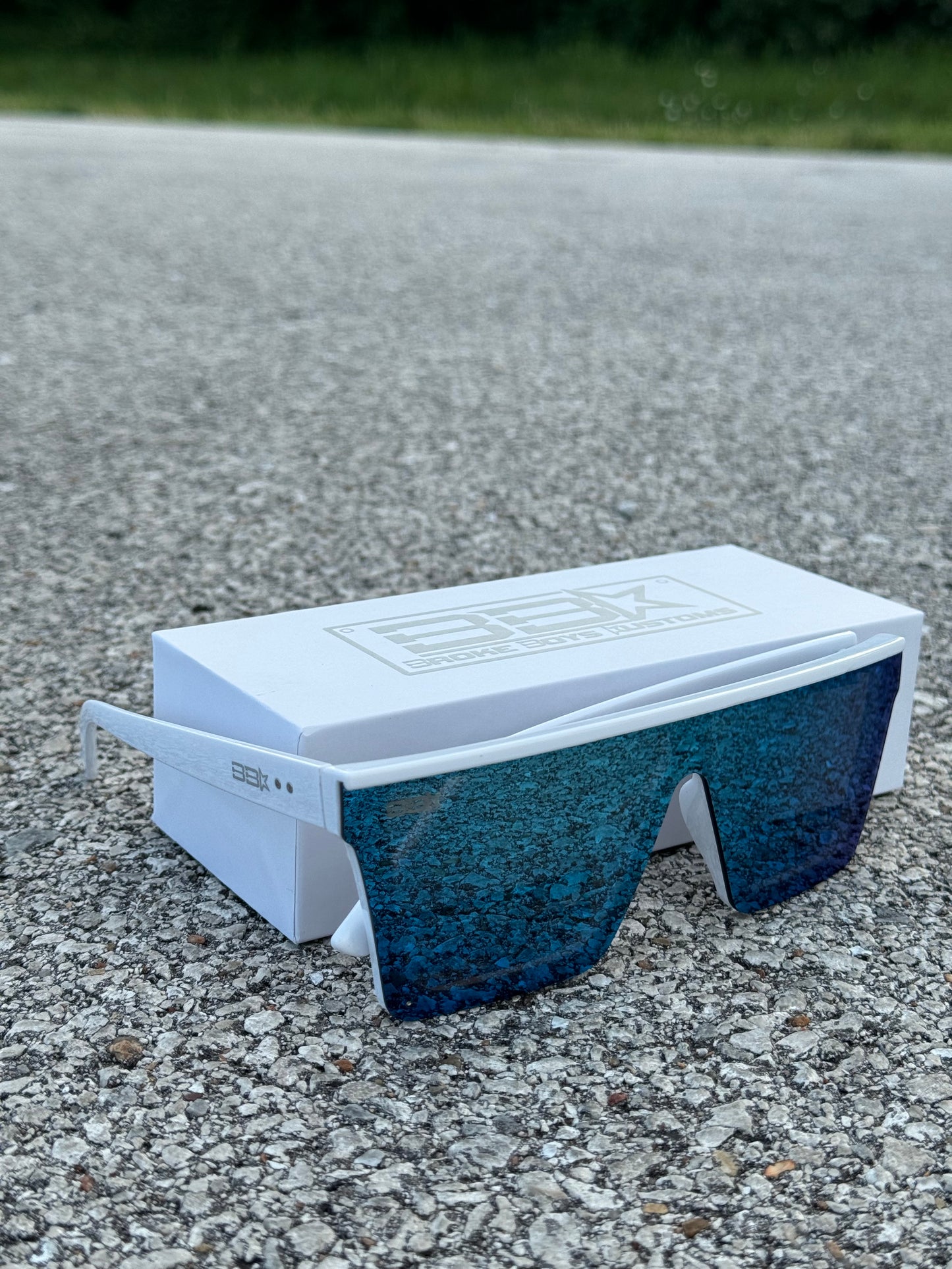 Blue Lens White Frame