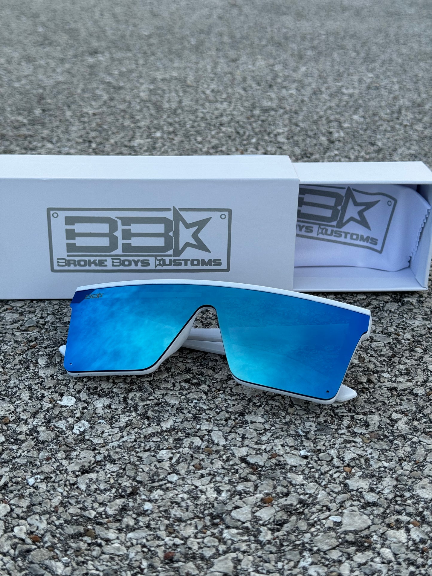 Blue Lens White Frame